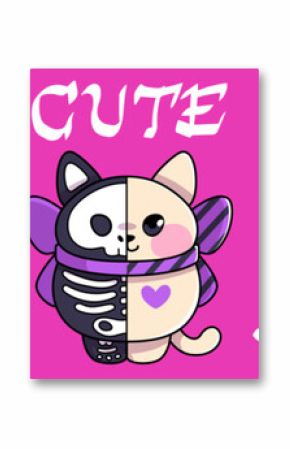 Alternative goth teddy characters with stitches, split designs and emotional text - bunny and cat, bear and dog, unicorn figures with punk aesthetics on pink. Kawaii horror mascots for edgy subculture