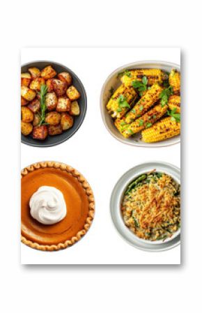 PNG Delicious Thanksgiving feast assortment, element set on transparent background