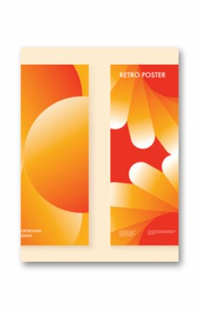 Autumn gradient poster background vector set. Minimalist cover template with orange tone geometric shape in different shape. Ideal design for social media, banner, autumn season card.