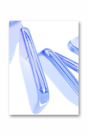 Abstract 3d background wallpaper with blue glass transparent square plates, motion effect render. Liquid water block shapes. Geometric curve wave pattern. Digital tech graphic design
