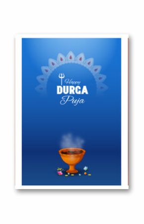 Goddess Durga in Happy Durga Puja Subh Navratri Indian religious background design for Promotion Offer Sale Banner