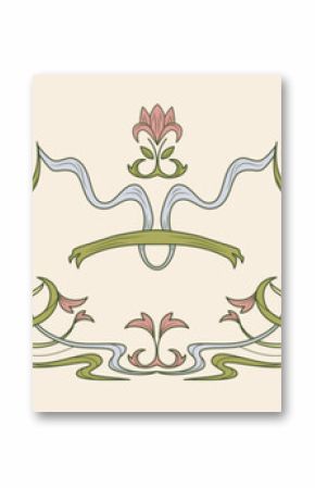Art nouveau frame collection with flowing botanical ornaments and curved ribbons for vintage decoration or wedding design. Elegant borders with flowers and organic swirls for classic certificates