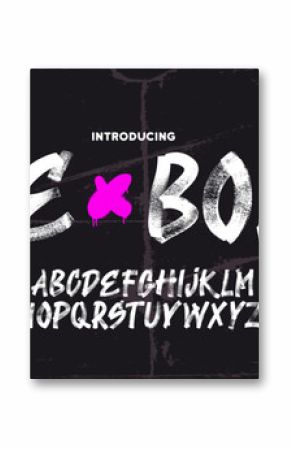 Grunge brush drawn capital letters, punk alphabet. Rough textured bold font with distressed effect. Street art vector typography. Handwritten rough latin capital font. Dirty texture typeface.