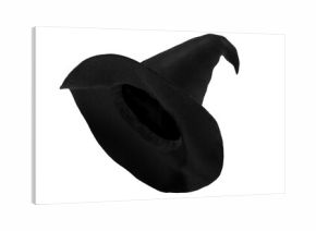 Black witch conical hat on isolated transparent background. Halloween decor