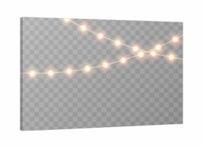 Christmas garland png. Bright Christmas golden lights. Christmas decoration for holiday design.