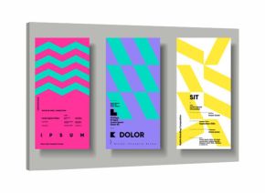 A collection of minimalist posters with geometric backgrounds and clean typography. The versatile vector patterns are perfect for posters,labels, and backgrounds with excellent text legibility.