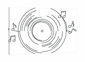 A minimalist illustration of a vinyl record with musical notes, symbolizing the essence of music.