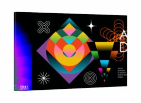 Design. Abstract modern objects.Futuristic art with neon gradients, geometric shapes, and vibrant 3D effects on a background for poster, digital art, branding and modern creative project