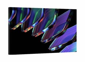 Abstract iridescent glass blocks on a black background, 3d render