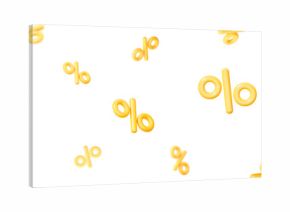 3d flying yellow percent signs discount with blur effect and different angles. Voucher gift. Stock vector illustration on isolated background.