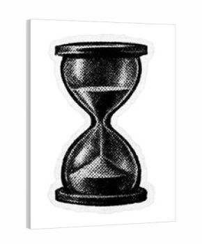 PNG Vintage monochrome hourglass illustration.