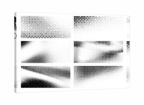 Gradient pixel bitmap dither with background bit set and bg pattern game. Halftone shape effect with duotone tone gradation mosaic and square speckle video. Retro arcade blend with geometry dithering