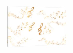 collection of gold colored sheet music illustrations - musical notes melody