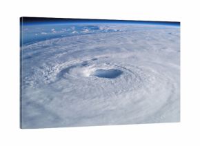 Hurricane Melissa 2025. Powerful hurricane seen from space with a clearly defined eye, swirling clouds. Super Typhoon, tropical storm, cyclone, hurricane, tornado, over ocean. Weather background