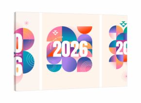 Abstract colorful geometric Happy New Year 2026 templates 