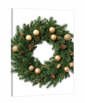 PNG Festive evergreen wreath with ornaments.