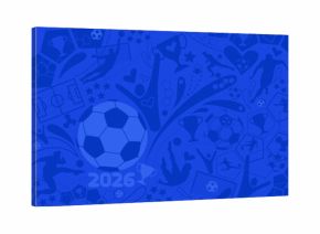 Soccer cup red background, football world championship 2026, vector illustration