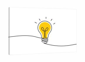 Continuous one line drawing of Light bulb symbol isolated on white background outline art illustration Editable stroke