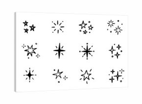 Hand drawn star spark doodle element icon set. Star shape twinkle glitter spark shine crayon grunge brush line icons. Hand drawn sketch doodle style. Light decoration background vector illustration