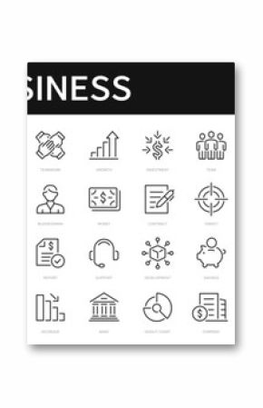 Business thin line icons set. Business and finance editable stroke icon collection. Profit, management, businessman, startup, money, company symbol. Vector