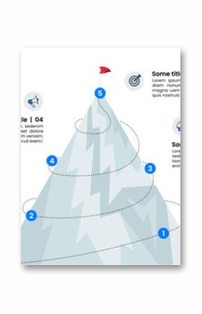 Infographic template. Abstract mountain with path and 5 steps
