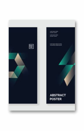 Modern gradient poster background vector set. Cover template with vibrant perspective geometric prism shapes. Ideal design for social media, cover, banner, flyer. 