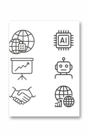 Exploring the impact of artificial intelligence through various icons representing technology and collaboration