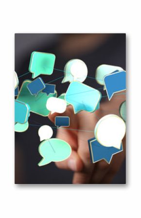 Abstract image of interconnected speech bubbles, representing global communication and networking.