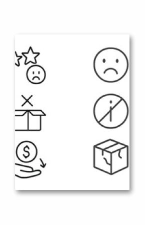 Icons representing various negative feedback and issues often encountered in digital experiences and customer service interactions