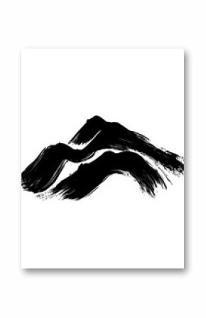 Ink dry brush stroke of moutain illustration abstract black vector