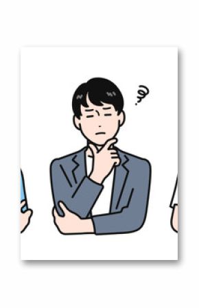 悩み事を抱えている若い男性のシンプルなベクターイラスト