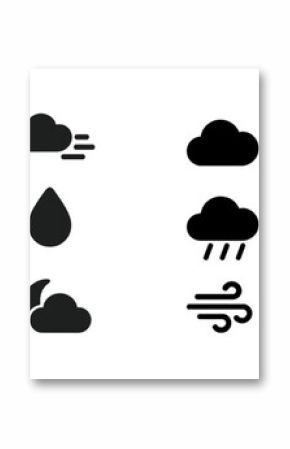 Weather icons representing various conditions such as sun, rain, snow, and clouds in a minimalistic design