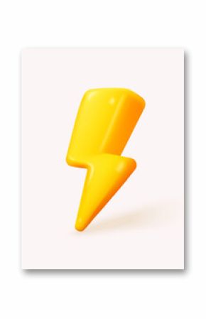 3D thunder bolt icon signs realistic colours. flash lightning, danger and power, symbol of thunderbolt energy. Simple lightning strike emblem. 3d powerful charge icon vector render illustration