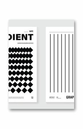 Abstract monochrome poster background vector set. Modern cover template with black and white perspective geometric prism shape, line. Ideal design for social media, banner, ads.
