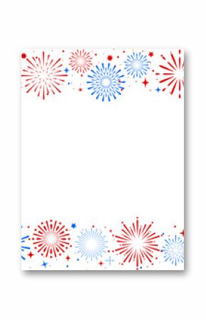 4th of july fireworks design, USA banner, firework border background, fireworks frame with stars and sparkles, firework banner