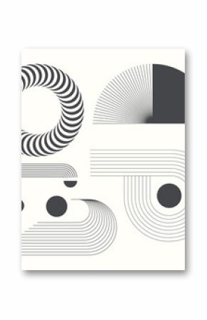 Abstract minimal element mid century vector set. Aesthetic contemporary stripe line art, geometric shape in monochrome. Art form design for wall art, decoration, wallpaper.