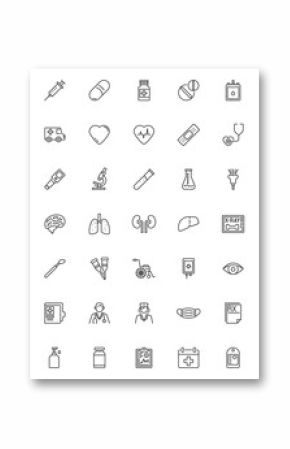 Medical line outline icon set