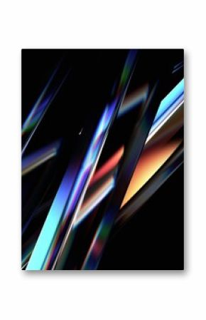 Abstract iridescent shape, dark background design, 3d render