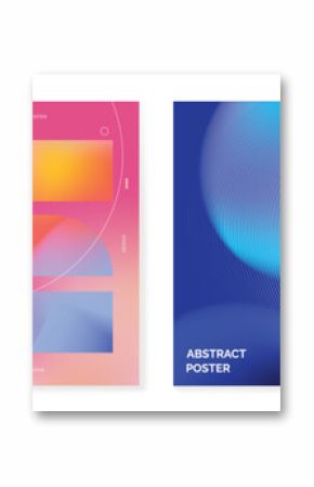 Modern gradient poster on dark background vector set. Cover template with vibrant perspective geometric shapes different. Modern Design for wall art, flyers, brochures, covers and web banners.