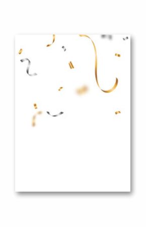 Beautiful gold and silver confetti pattern background, zigzag down for celebration. Vector illustration of festive decoration.