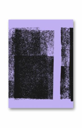 Linocut grunge stamp textures on purple background. Dust overlay distress grain textures. Ink roller vintage letterpress textures with rough edges. Eroded dirty backgrounds for design.
