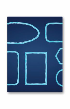 Cartoon ice frames. Winter game frozen frame for avatars, circle square round oval shape icy borders cold arrow ised arrow video gaming ui user frost avatar set vector illustration