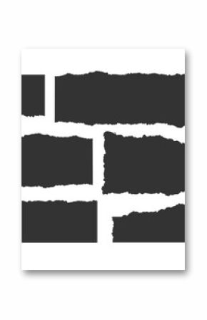 Jagged rectangle. Set of Paper torn, jagged edge rectangle shape. Rectangle torn paper shape. Headline, calligraphy border, isolated grunge header background. Rough edge rectangle frame. Vector