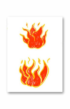 Fire crayon texture on white background. Scribble flame fire crayon or charcoal texure. 