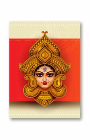 Durga Puja Festival Sale Background Design with Goddess Durga Face Illustration 