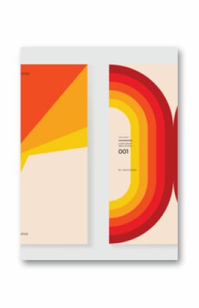Autumn gradient poster on beige background vector set. Minimalist cover template with orange tone geometric shape in different shape. Ideal design for social media, banner, autumn season card. 