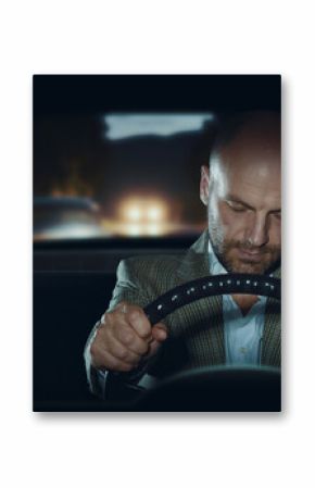 Man falling asleep while driving his car