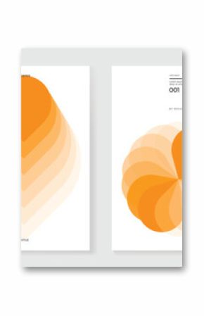 Modern gradient poster on white background vector set. Minimalist cover template with orange perspective geometric prism shapes in motion. Ideal design for social media, cover, banner, flyer.