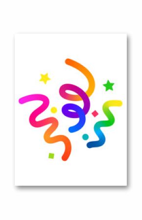 Abstract Gradient Line Color Confetti Shape. Vector Firecracker Explosion Illustration. Birthday Party Rainbow Ribbon Firework.