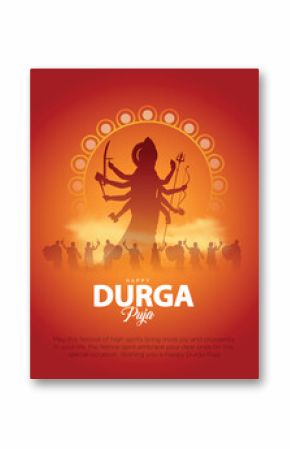 indian God durga in Happy Durga Puja Subh Navratri background. vector illustration